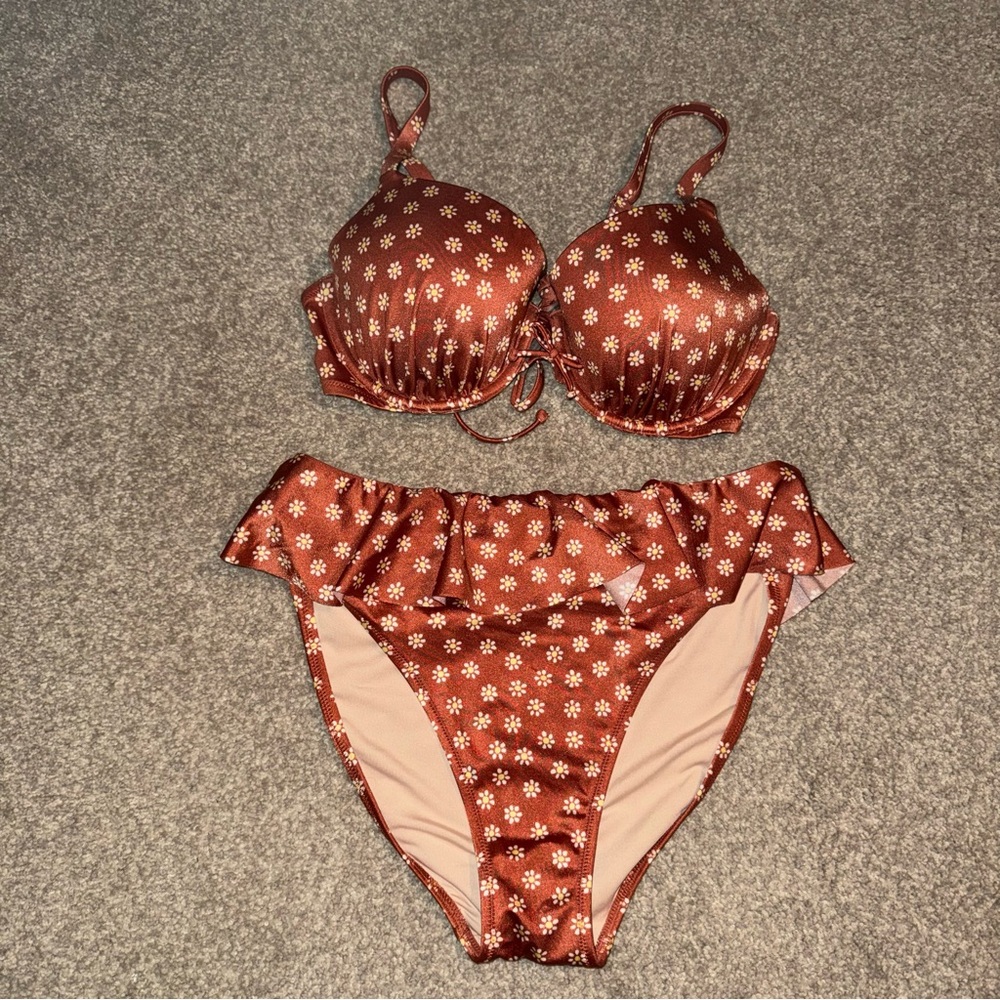 Orange Daisy Victoria’s Secret High Waist Bikini Set